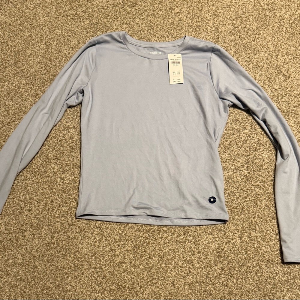Hollister Women's Light Blue Long Sleeve Top